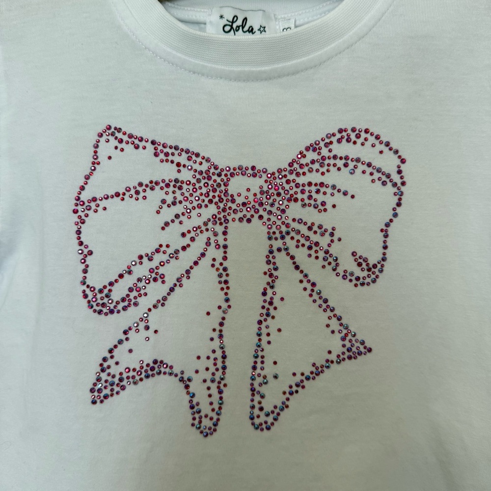 Lola + The Boys Girls Crystal Bow T-Shirt - Picture 2 of 5